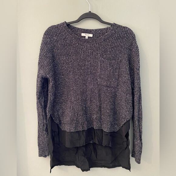 Madewell Alliance Silk Underlay Heathered Gray Sweater - Picture 2 of 8